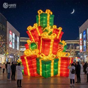 Custom Large Christmas Gift Box LED Lantern Waterproof Outdoor Decoration for Shopping Mall & Theme Park