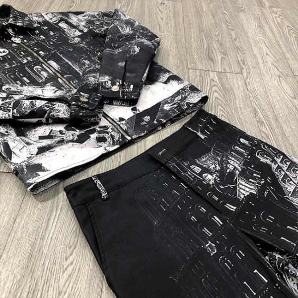 Custom Zip Up Jacket Sweatpants Set Streetwear 2 Pieces Set Joggers Dtg Vintage Print Tracksuit Jacket Pants Set