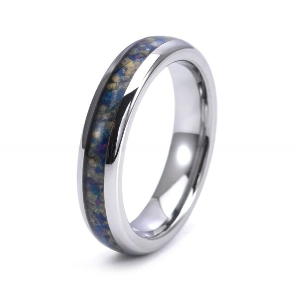 Tungsten Carbide Galaxy Wedding Band Opal Inlay Black Rose Gold Silver 4mm For Women