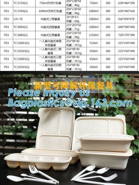 Take Away Fast Food, Compartment Packing Box, Containers, Starch Biodegradable, Environmental Lunch Meal Box