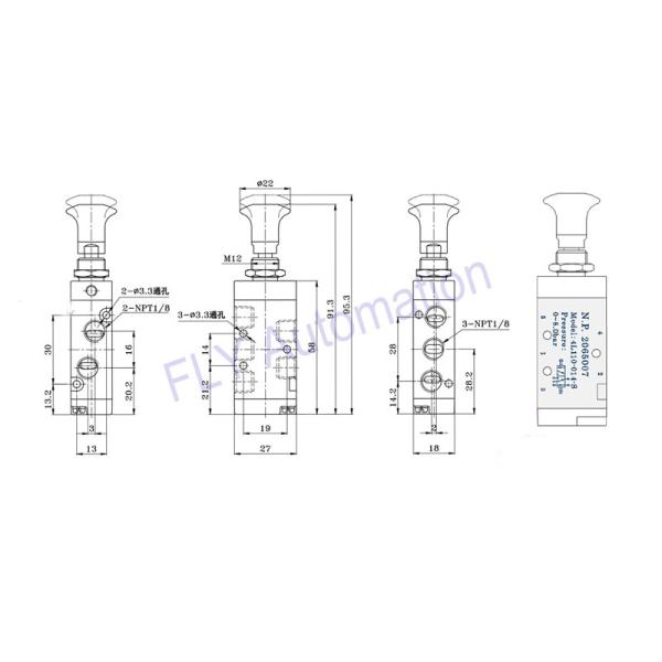 клапан 4L110-013-S 4L110-014-S пушпульный, пневматический ручной клапан притяжки руки NPT1/8