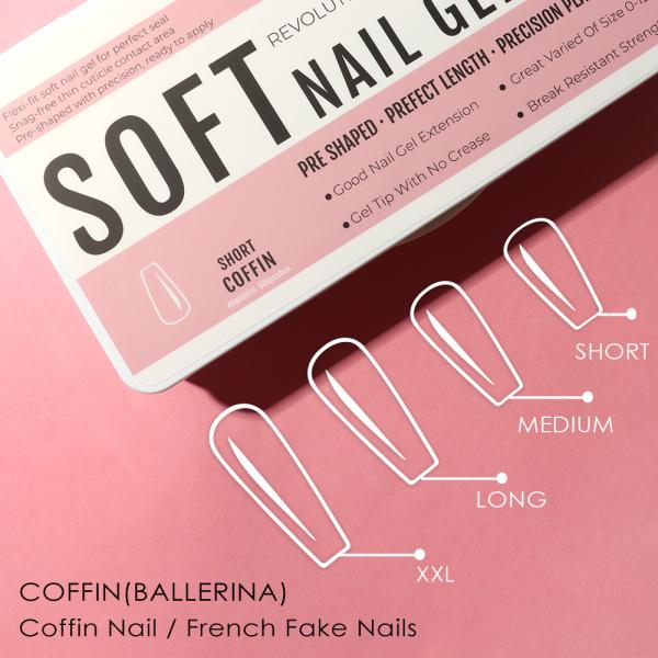 500PCS Soft Gel Tips Nails Xxl Custom Nails Extension Tips Full Cover Clear Private Label Acrylic Round Nail Tips Medium Length