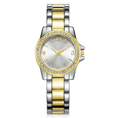 Relógio chapeado ouro do cristal da forma da liga das mulheres do projeto dos relógios de senhoras