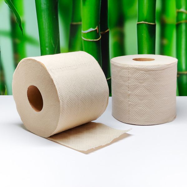 High quality Strong pure bamboo pulp cream beige 3ply 2 ply bamboo toilet paper