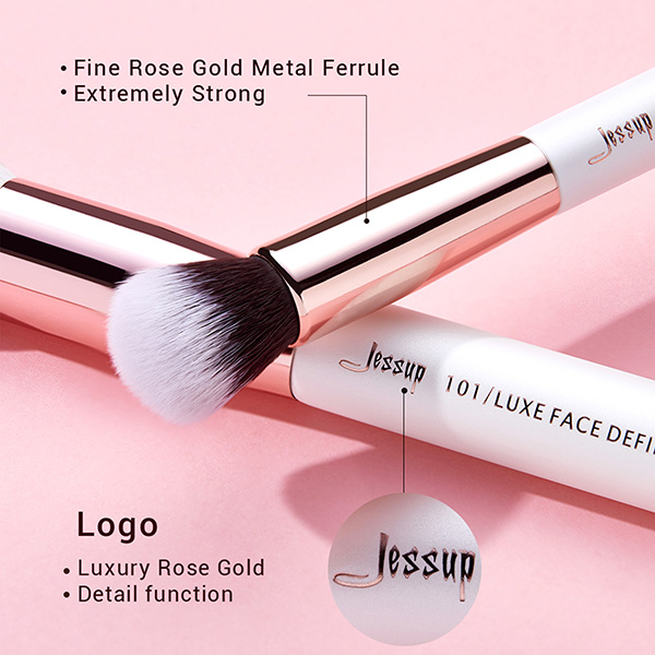 Jessup 15pcs White/Rose gold Essential Makeup Brushes Set Cosmetic Brush Manufacturer china T222
