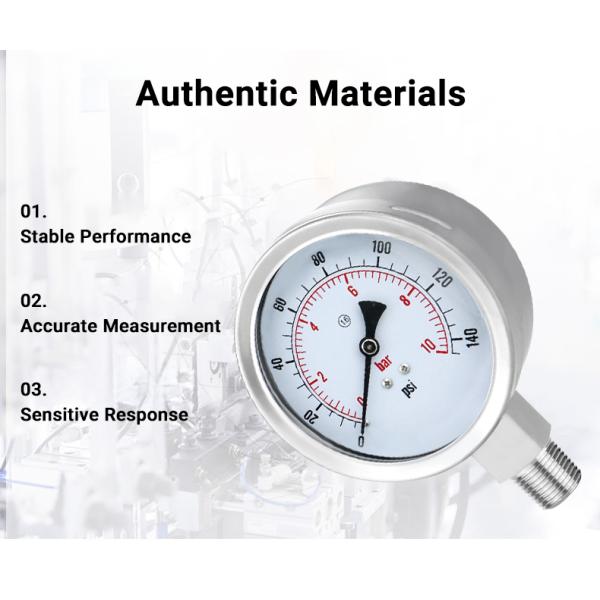 ZG1/2 Thread Y100BF Pressure Gauge 400bar 1.6% 2.5% Gas Manometer with 100mm Diameter