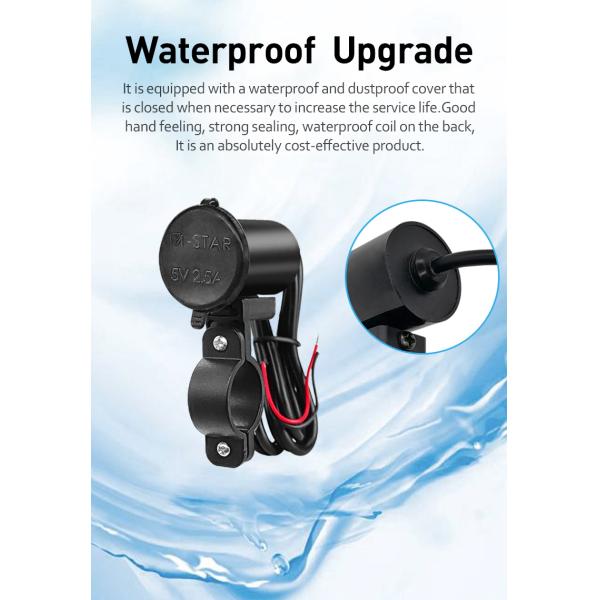 5V 2.5A Handlebar Usb Charger , Quick Usb Charger For Motorcycle