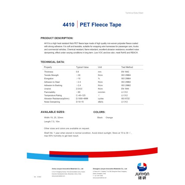JUNYAN Model 4410 PET Fleece Tape 0.13mm Thickness 17mm Width 10Yards Length for Electrical Insulation