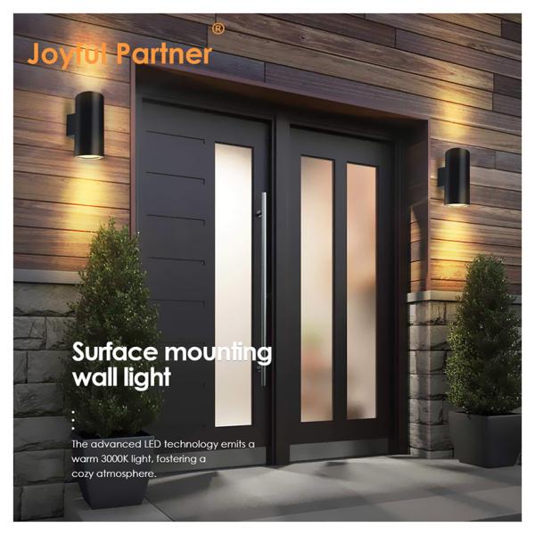 Sconce Outdoor Wall Light IP65 Modern Matte Black Aluminum Cylinder Garden Porch Up Down Light