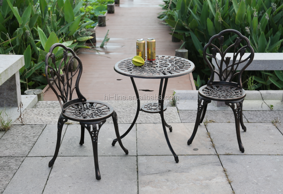 Patio Dining Furniture Antique Bronze Cast Aluminum Chairs.