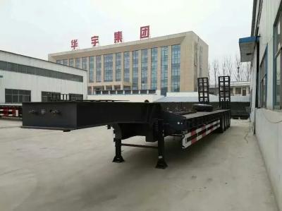 3 Axle Lowbed Semi Trailer , Low Flatbed Trailer With Air Suspension System