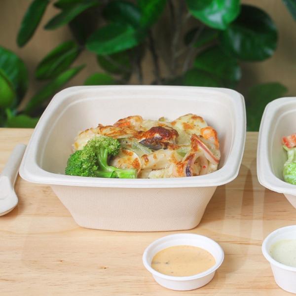 16 24 32oz Biodegradable Sugarcane Bagasse Bowl Fruit Salad Containers Box With Cover