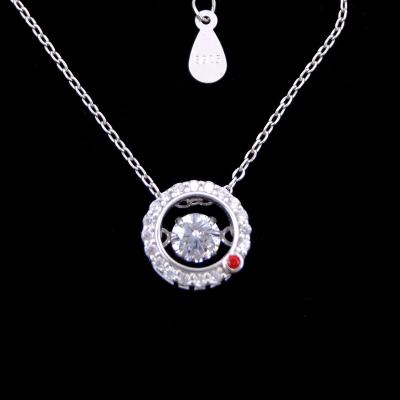 Colar do zirconita da prata esterlina do pendente da dança com forma redonda do ponto vermelho