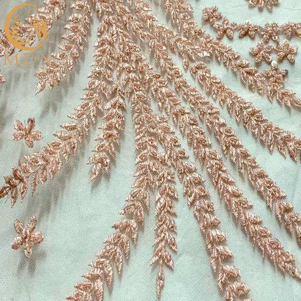 Graceful Design 15 Yards African Beaded Lace Fabric For Dress Decoration