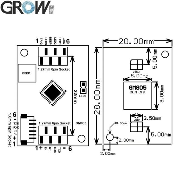 GROW GM805 серии DC5V USB/TTL232 Интерфейс 1D/2D QR Barcode Reader PDF417 Модуль сканера штрих-кодов для Arduino Windows Android