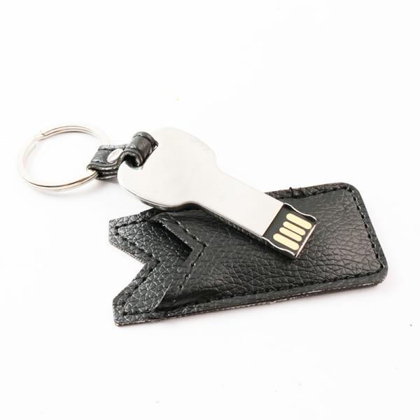 USB ключа металла 30MB/S вставляет 2,0 портативных 64GB 128GB с кожаной крышкой