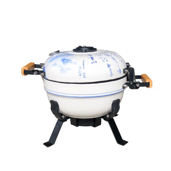 BBQ Outdoor Charcoal Smoker Easy Camping Fishing Mini Auplex Kamado 12inch Portable Ceramic Grill