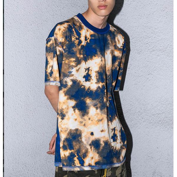 O Neck Acid Wash T Shirt Mens , 100% Cotton Material Mens Tie Dye T Shirt