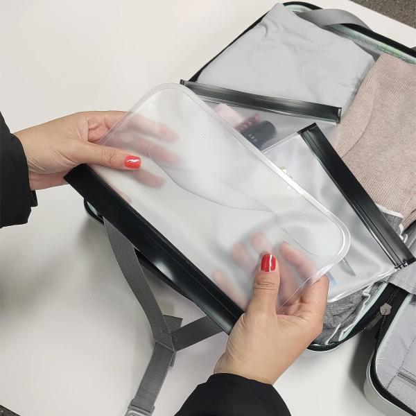 Shockproof Clear Frosted PEVA Bag 1 Large 1 Small Makeup Bags