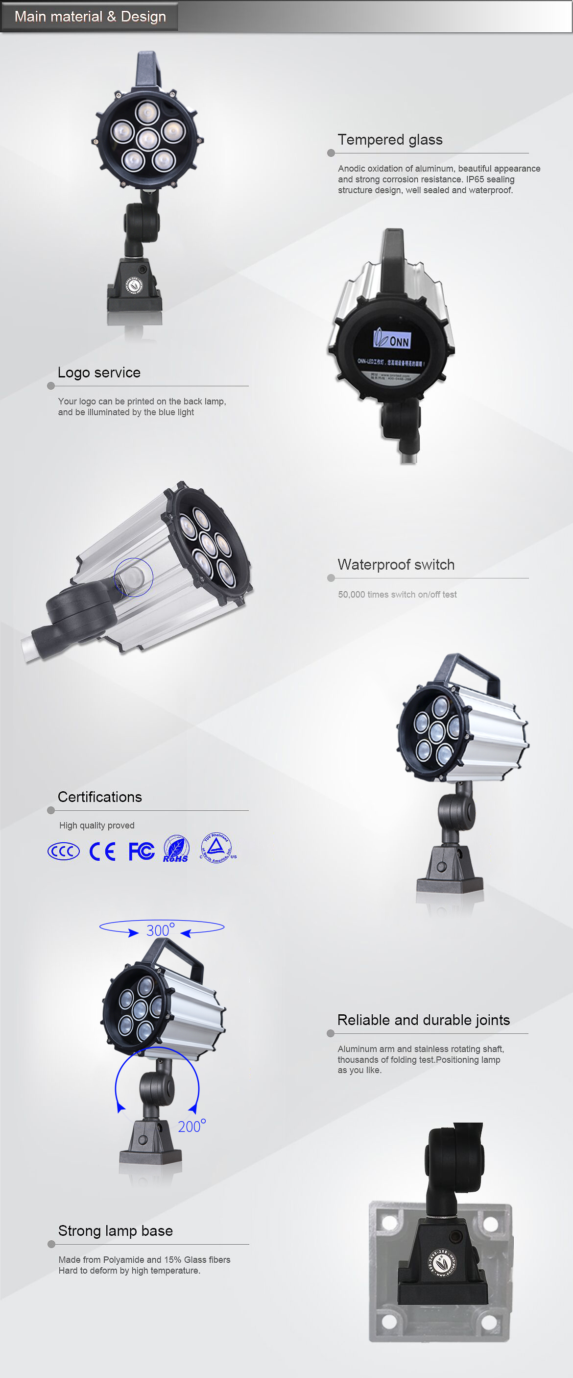 ONN-M1 Multi Voltage Flexible Arm Work Lights For CNC / EDM Machines