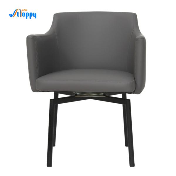 Black Modern Swivel Dining Chairs Customized Modern Swivel Armchair With Metal Legs