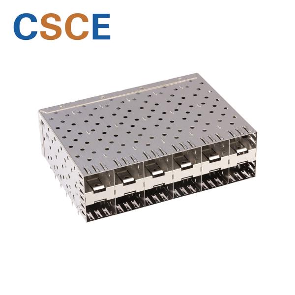 Stacked Female SFP Cage Connector Small Form Factor Pluggable 2 * 4 Ports