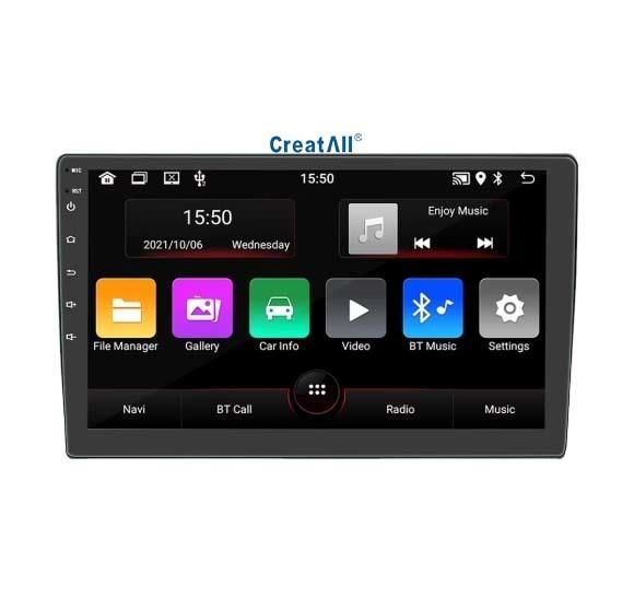Creatall 9 Inch Universal Dashboard GPS Navigation Player Android All-in-One Wireless CarPlay with ADS for Automotive Use