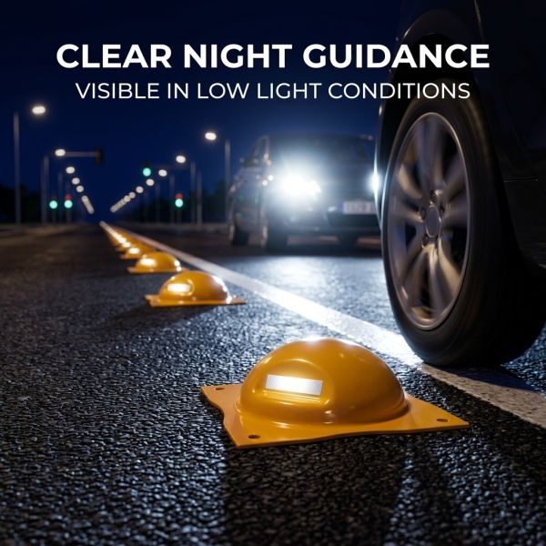 Heavy Duty Steel Road Stud with Reflective Lens | Anti-Rust Pavement Marker for Highway & Parking Safety