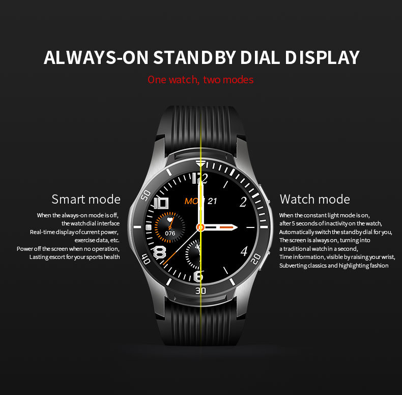 Тип спорта андроида Smartwatch округлой формы NFC с батареей 200mAh