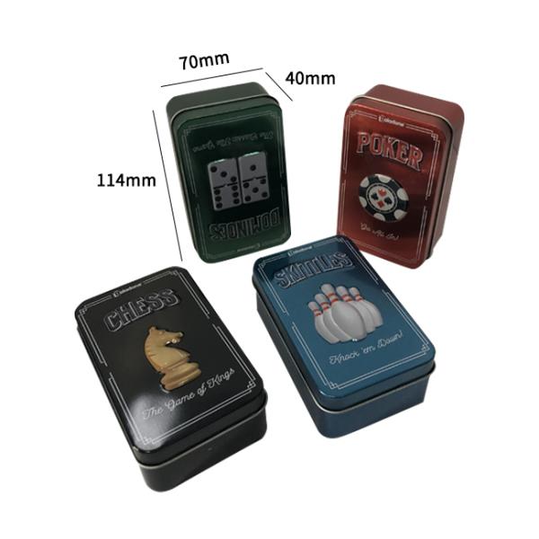 Playing Cards Dominoes Tinplate Tin Cans Packaging Metal Containers Customized