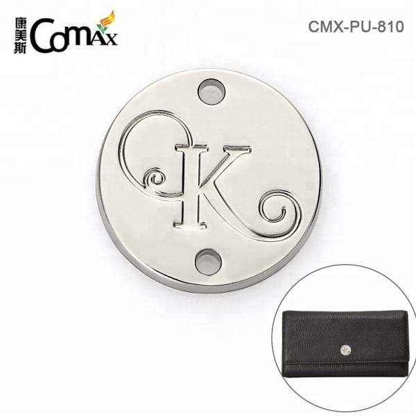 Custom Nickel Sewing Metal Logo Tag for Clothing 15mm Round Shape With 2 Holes Design