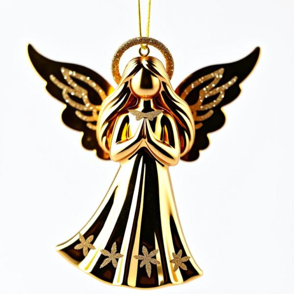 Celebrate Season With Shimmering Serenity Golden Angel Ornament For Business Promotion Gifts