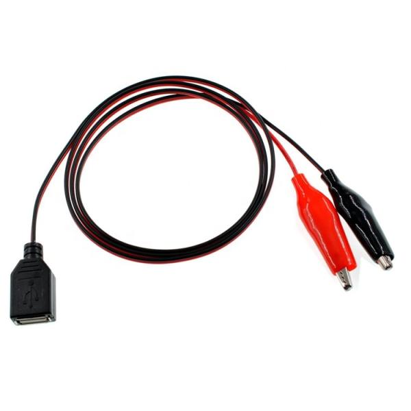 Crocodile Clamps Alligator Clip to USB A Female Test Wire Adapter Cable