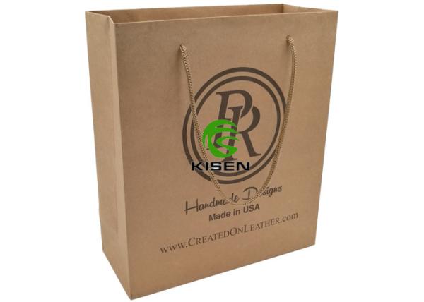Lightweight Brown Kraft Paper Shopping Bags Custom Logo / Size OEM Accepted