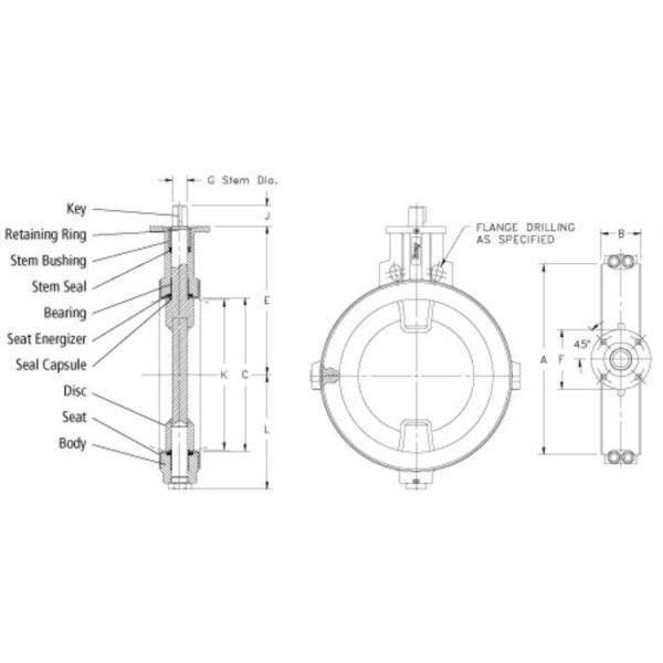 ASME Wafer Butterfly Valve , Full PTFE High Performance Butterfly Valves