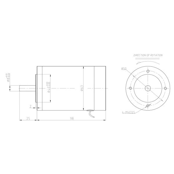 0.1nm PMDC Brushed DC Motor 7000Rpm 150W 63mm 24V 200W DC Motor