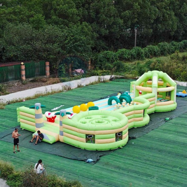 Giant Inflatable Water Park Colorful Obstacle Course Amusement Park 35+ Person Capacity PVC Material Customizable Size