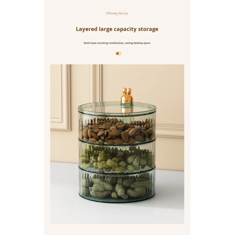 Multi-Layer Rotating Compartmentalized Modern Sustainable Round Jewelry Box Creative Plastic Food Container