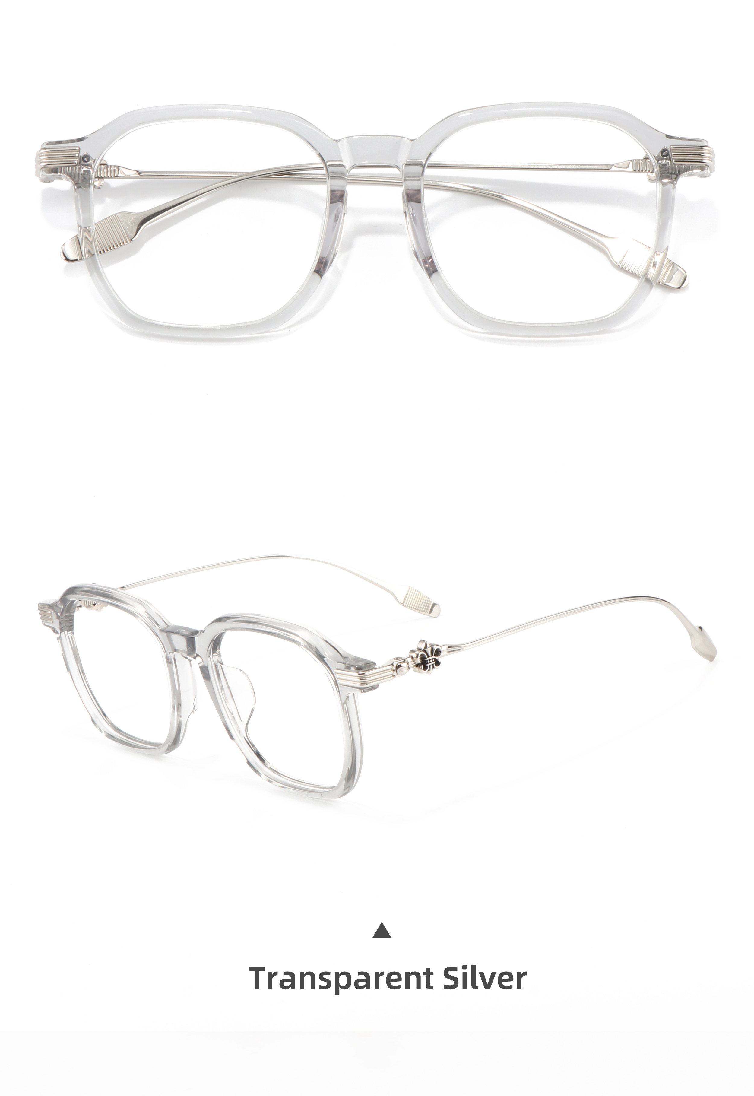 Irregular Shape Black Silver Color Punk Full Rim Optical Prescription Presbyopia Multifocal Lightweight Glasses Order Online