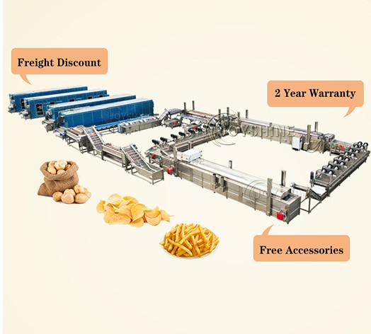 Linha automática de produção de batatas fritas para 2 kg de batatas fritas congeladas na indústria de snacks