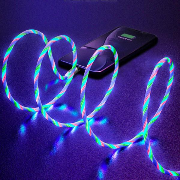 2.4A Micro USB Phone Charger Cable 8 pin Type C 3 In 1 Magnetic Cable LED Light