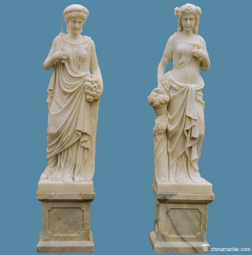 Garden Hand Carved Natural Stone Sculpture 180cm White Marble Statue