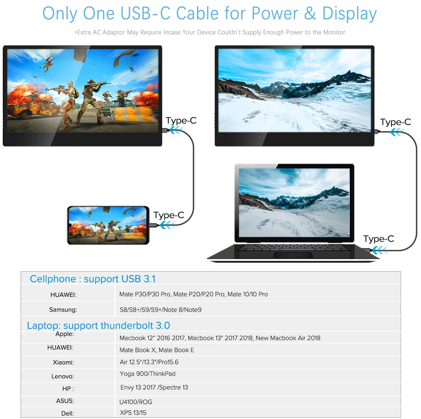 ЖК-игровой 15,6 дюйма 4K портативный сенсорный монитор экрана USB C вход для ПК PS4 Mac Smartphone