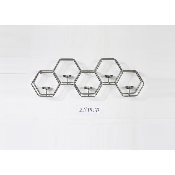 Black Silver Wall Decoration Hexagonal Sconce Candle Holder