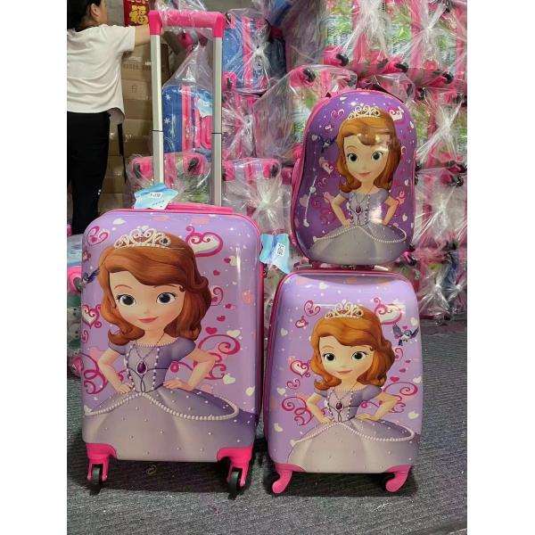 Durable Kids Cartoon Luggage Lightweight Polyester With Zipper Closure