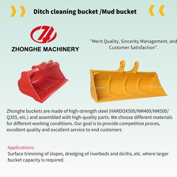 Excavator Attachments Excavator Ditch Cleaning Bucket Mini Excavator Mud Bucket 1500mm Width for 8-11T Excavator