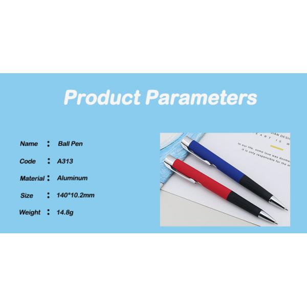 Plume à bille en aluminium à vendre à chaud revêtement doux poignée en caoutchouc doux Plume à bille à écrire lisse