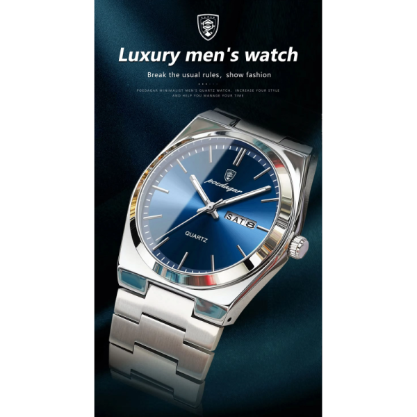 Waterproof Men's Business Quartz Watch with Luminous Hands | Stainless Steel Bracelet - SHX China Manufacturer