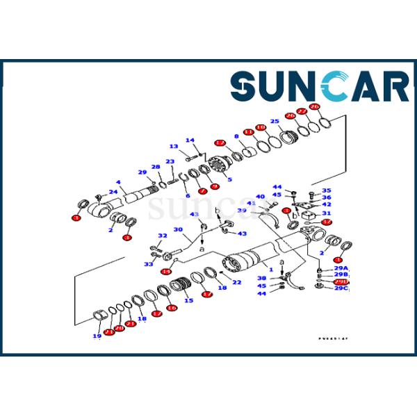 Комплект уплотнения КОМАТСУ 707-99-57270 комплект обслуживания цилиндра руки 7079957270 для экскаватора ПК200-6 ПК200ЛК-6