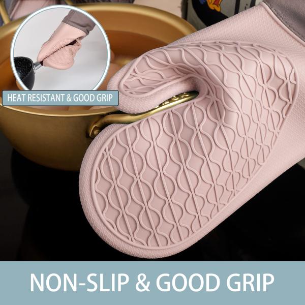Silicone Heat Resistant Oven Mitts And Pot Holders Sets BBQ Baking Gloves Silicone Kitchen Household Utensil Tools